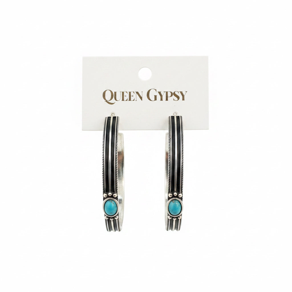 Turquoise Trail Hoop Earrings