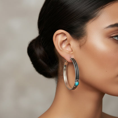 Turquoise Trail Hoop Earrings