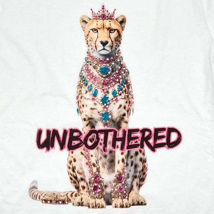 Unbothered Jag T-Shirt on White with Crystals