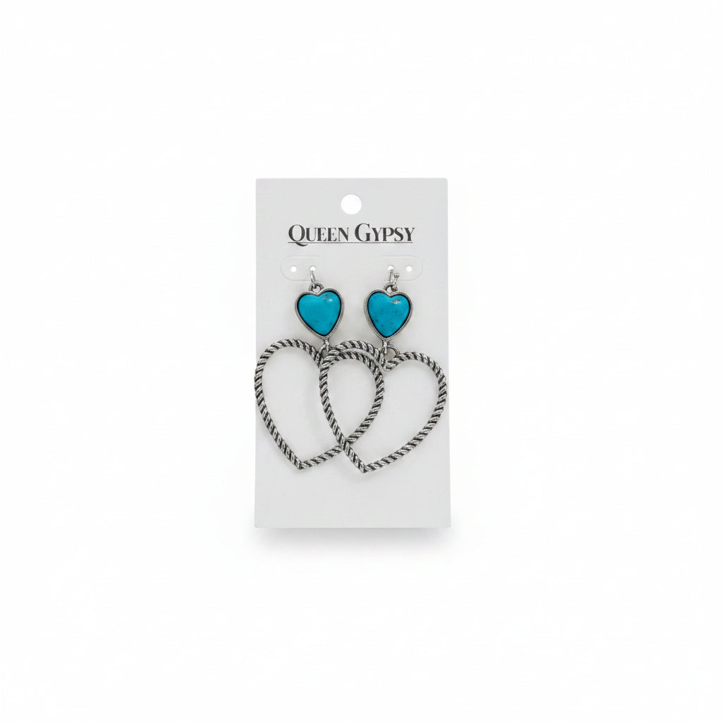 Heart Dangle rope earrings