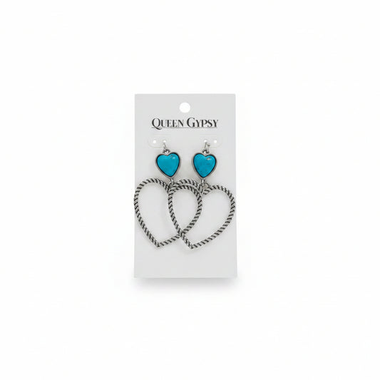 Heart Dangle rope earrings