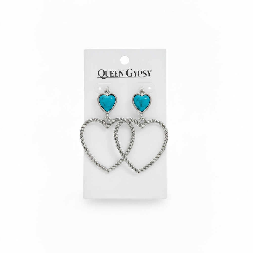 Heart Dangle rope earrings