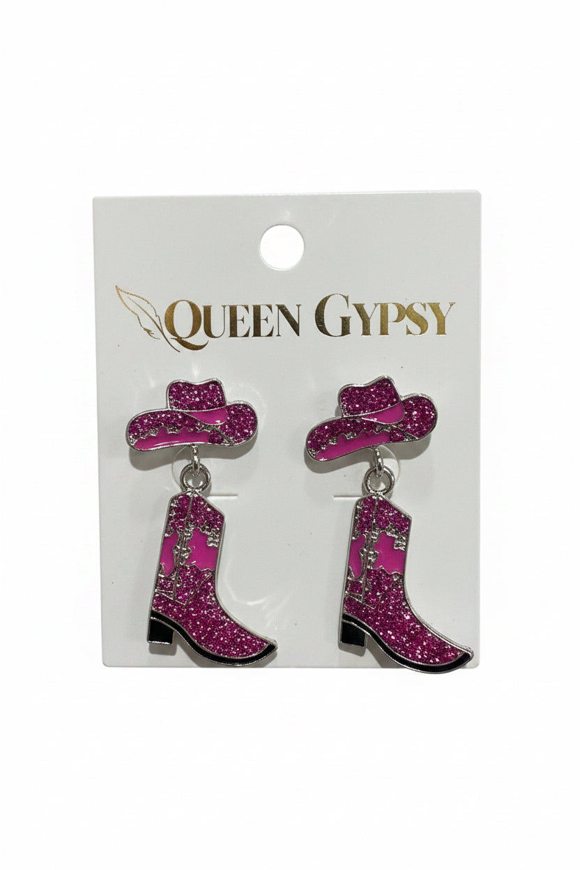 Pave Crystal Boots and Hat Earring