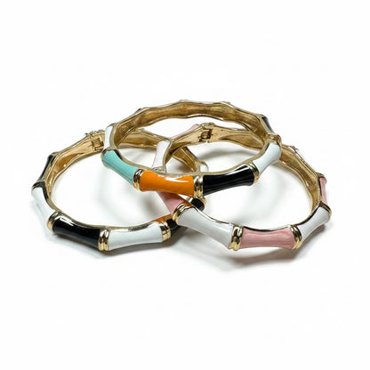 Bamboo Enamel Hinged Bangle