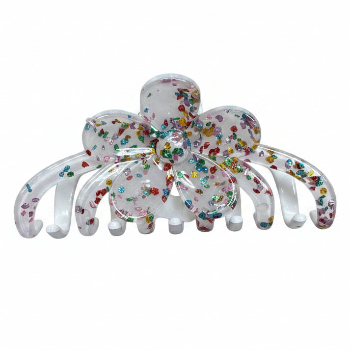 Multi Glitter Daisy Hair Clip