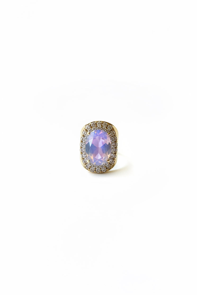 Hammered Gold Pave' Adjustable Stone Ring