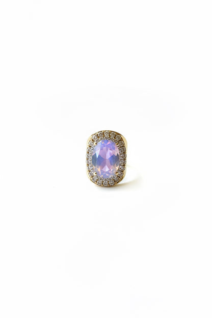 Hammered Gold Pave' Adjustable Stone Ring