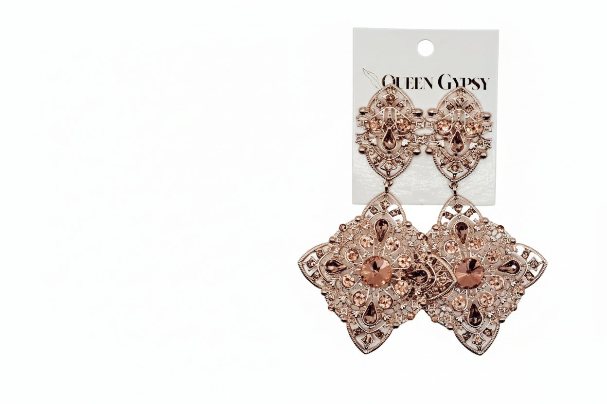 Filigree and Crystal statement earrings-clip on