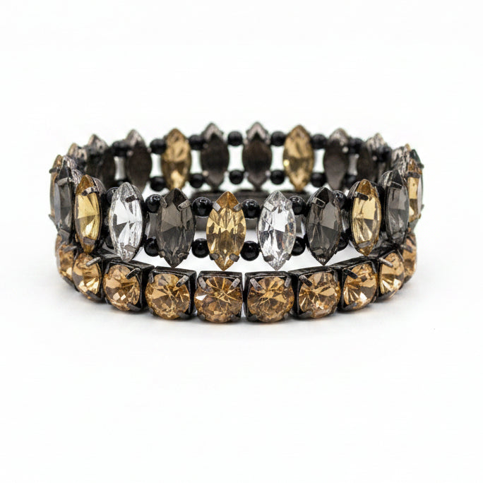 Double black crystal bracelet sets
