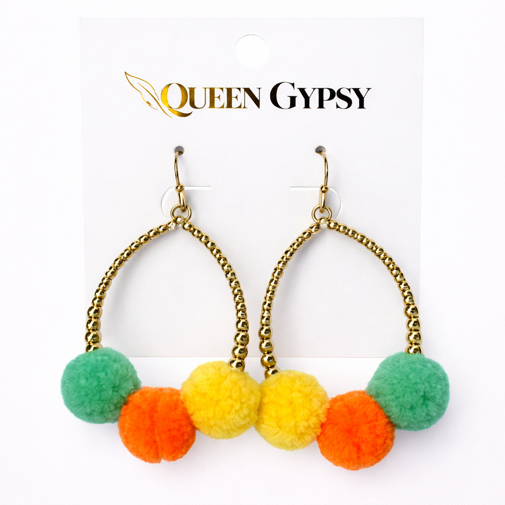 Summer Pom Teardrop Earring Assorted
