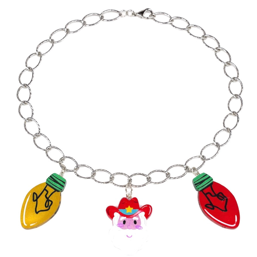 Western Santa Charm Necklace | Christmas Light Statement Chain