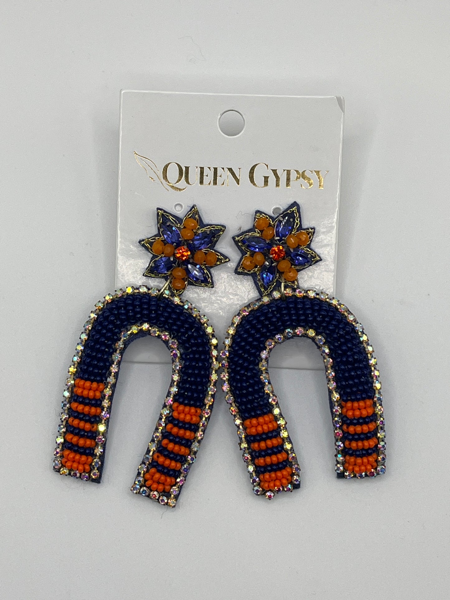 Game day horseshoe beaded earrings