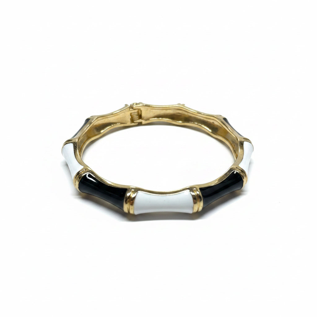 Bamboo Enamel Hinged Bangle