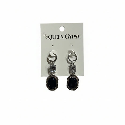 Two stone Emerald Cut dangle earrings