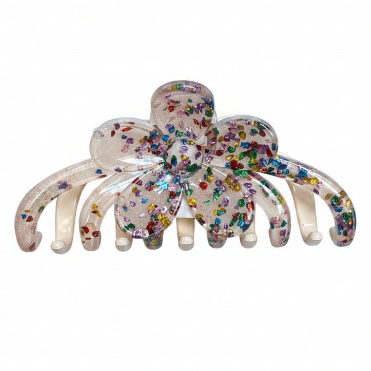 Multi Glitter Daisy Hair Clip