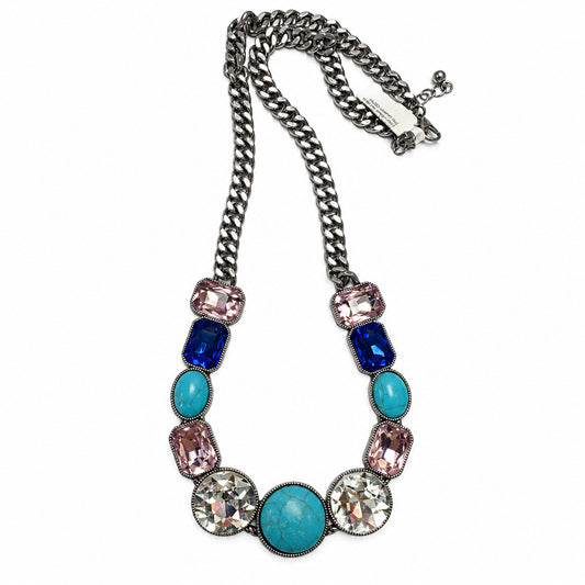 Turq/Crystal Horseshoe Necklace