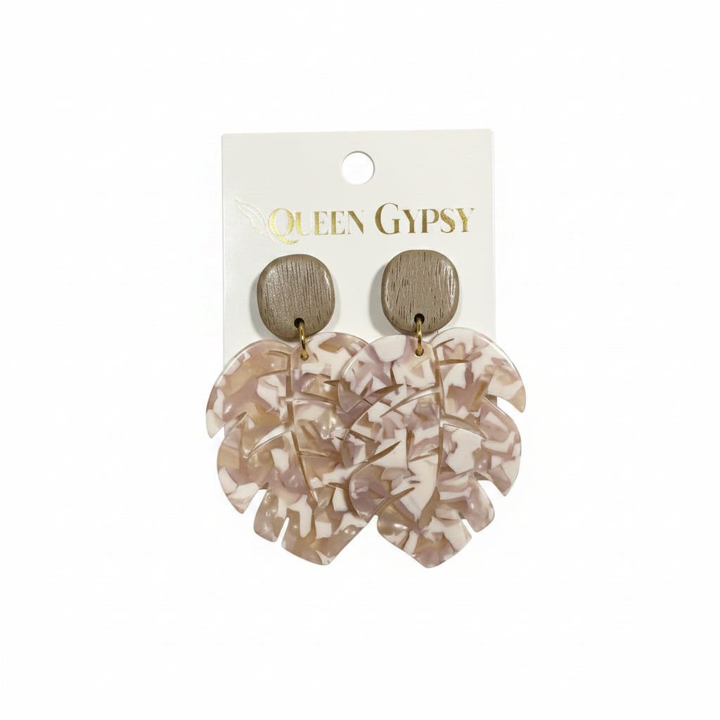 Tortoise Leaf Statement Earrings