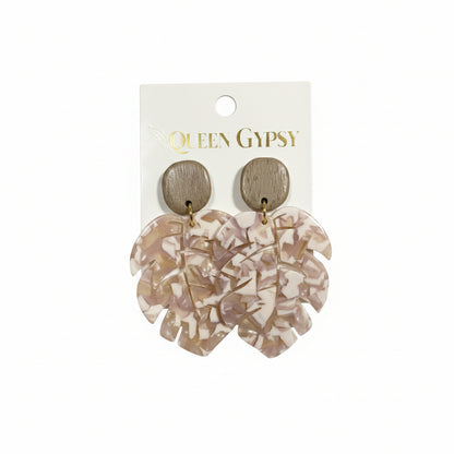 Tortoise Leaf Statement Earrings