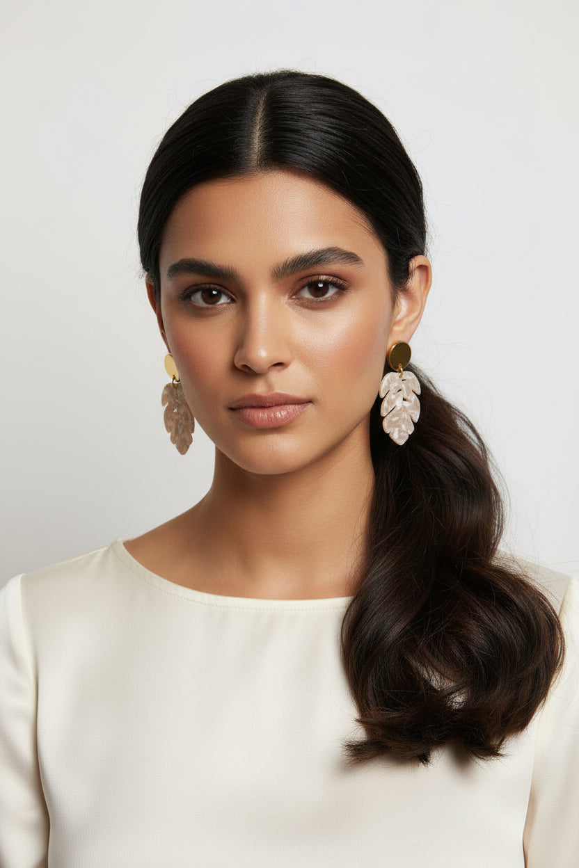 Tortoise Leaf Statement Earrings