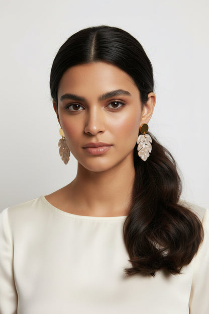 Tortoise Leaf Statement Earrings