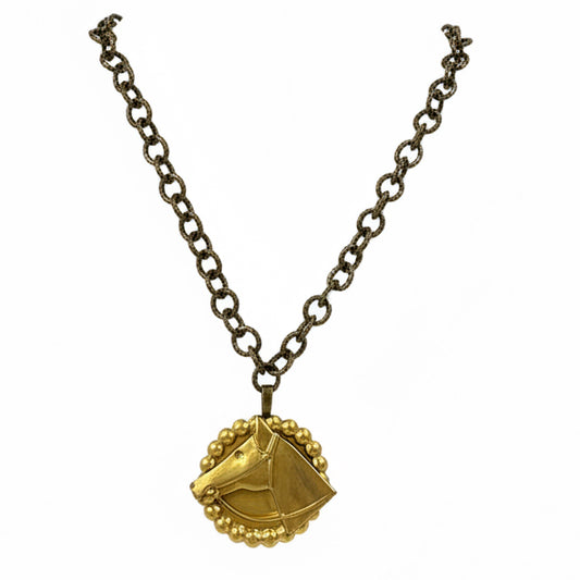 Horse round Badge necklace