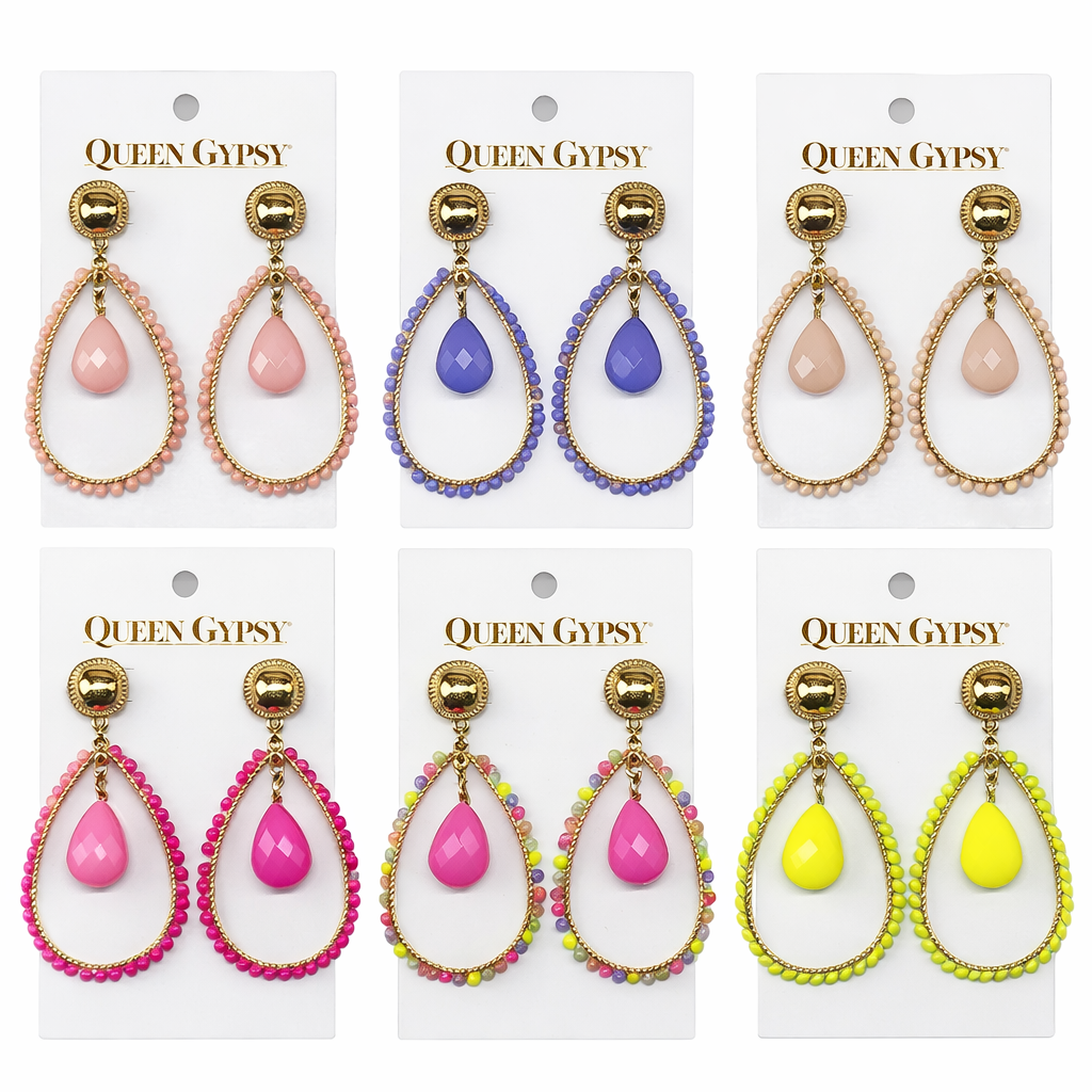 Teardrop Halo Earrings Assorted
