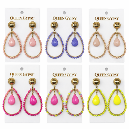 Teardrop Halo Earrings Assorted