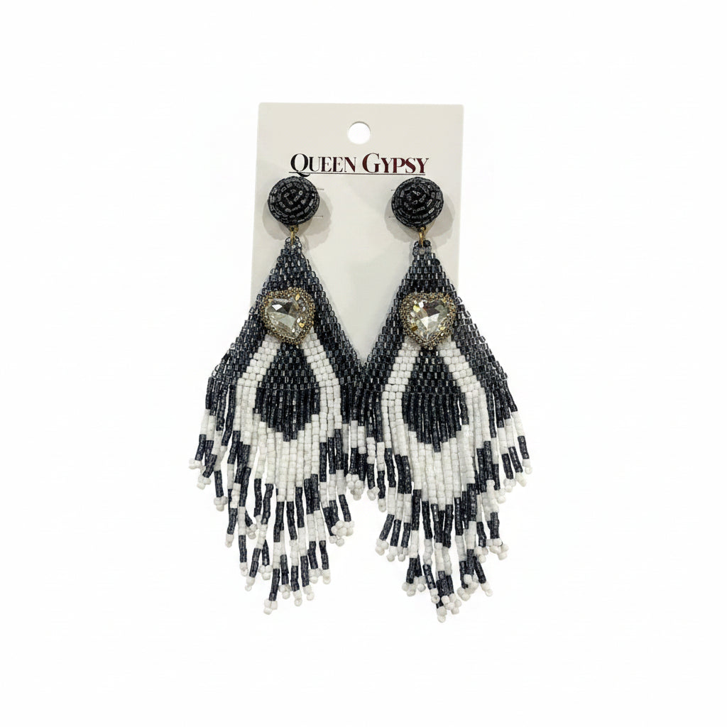 Beaded Chevron Crystal earrings