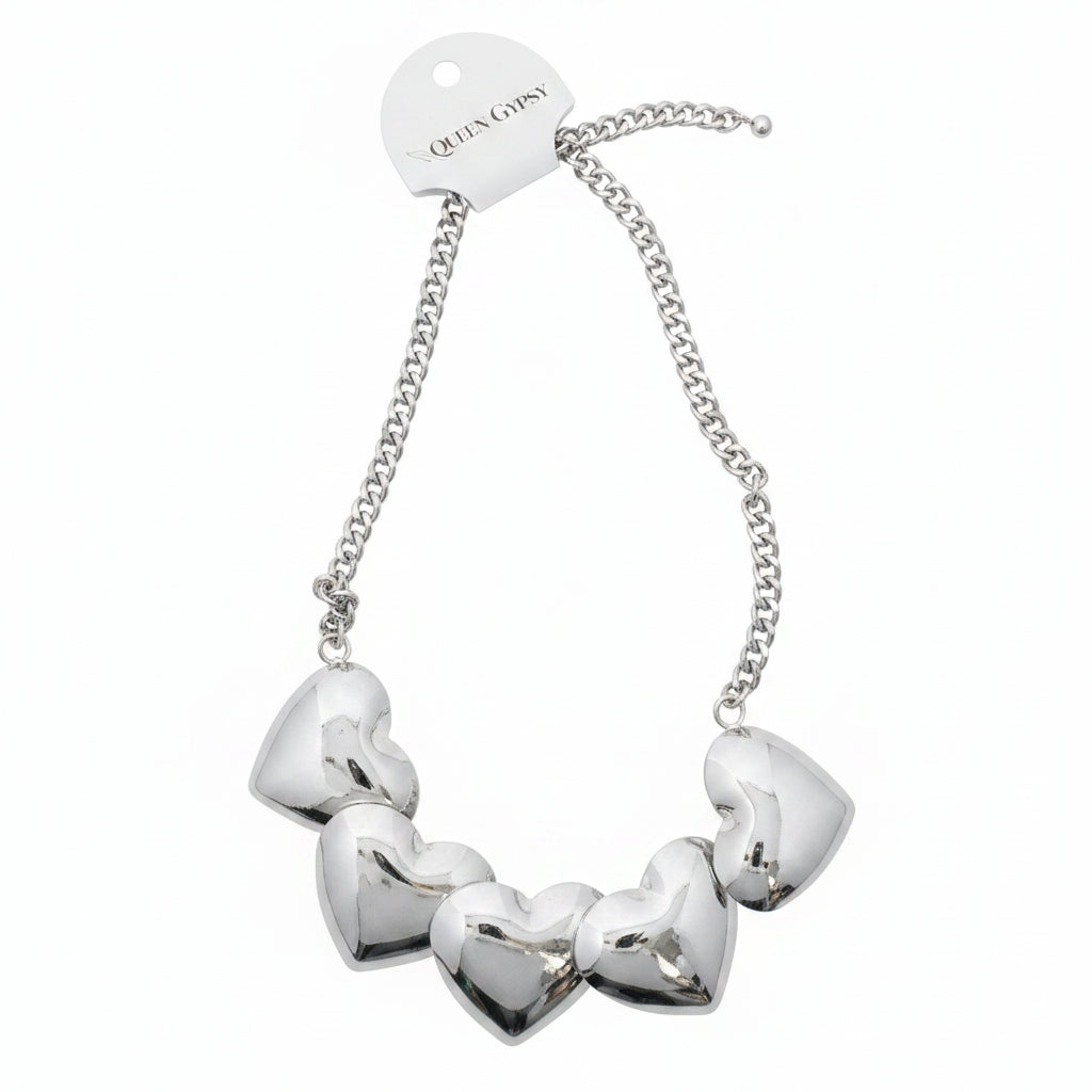 Bubble row heart neckalce