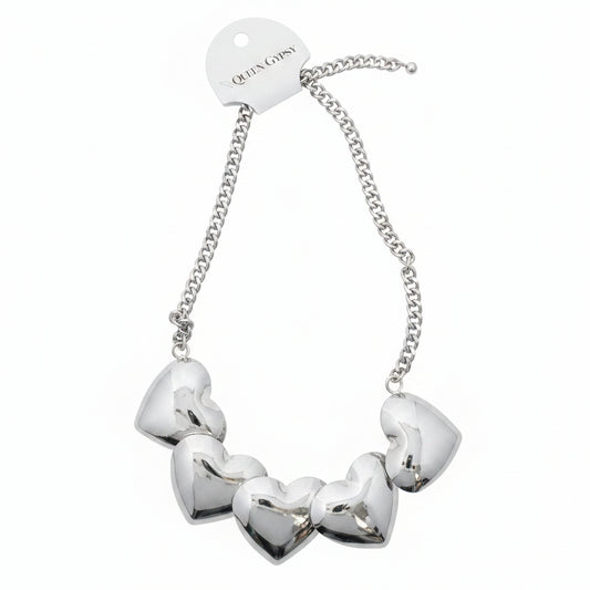 Bubble row heart neckalce