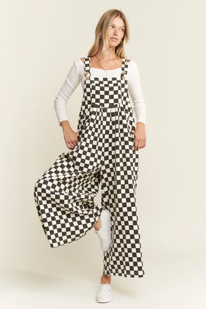 Checkered Wide Leg Overalls