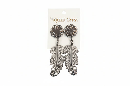 Bronze feather earring