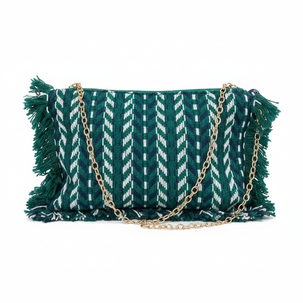 Stitched Purse with Gold Chain