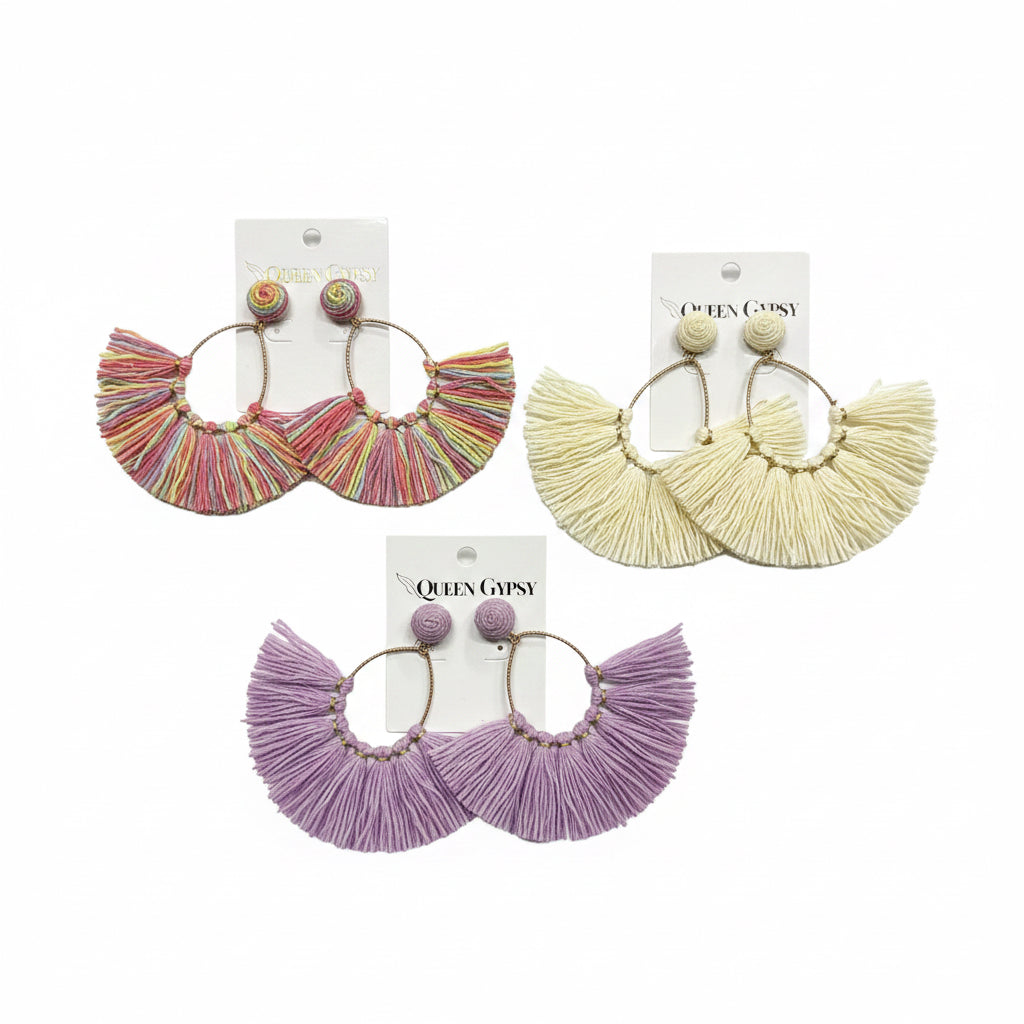 Coastal Fringe Raffia Earrings