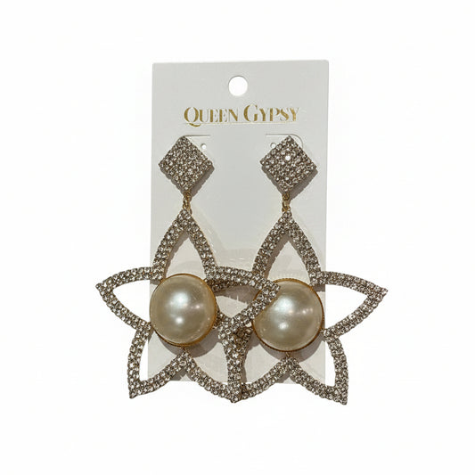 Large Pearl/Pave Star earring