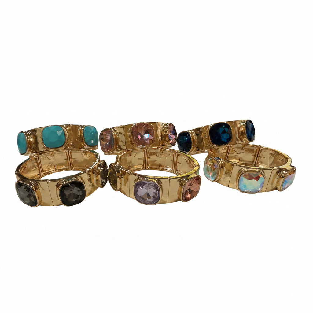 Bold Bezel Faceted Stretch Bracelet