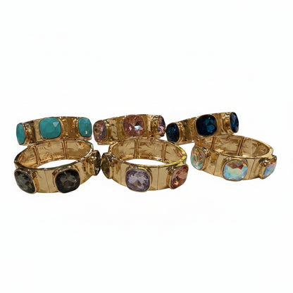 Bold Bezel Faceted Stretch Bracelet