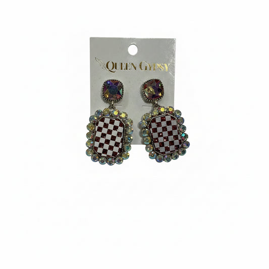 Checkerboard AB crystal earrings