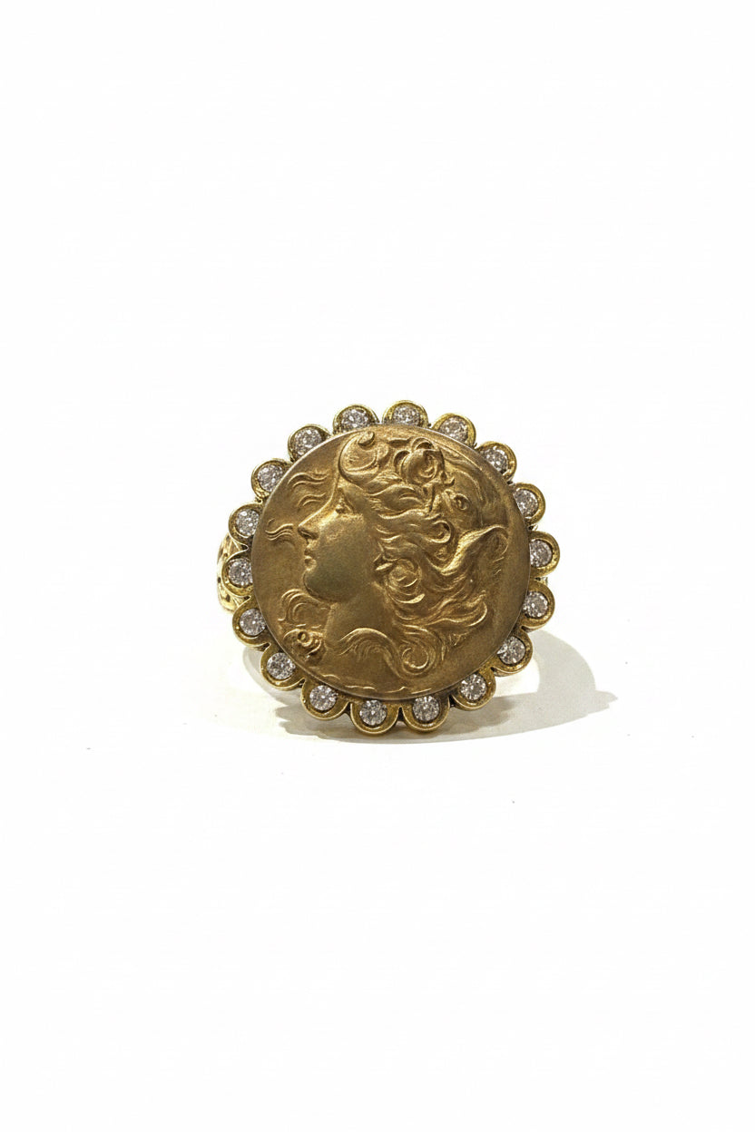 Gold Goddess Bezel Ring