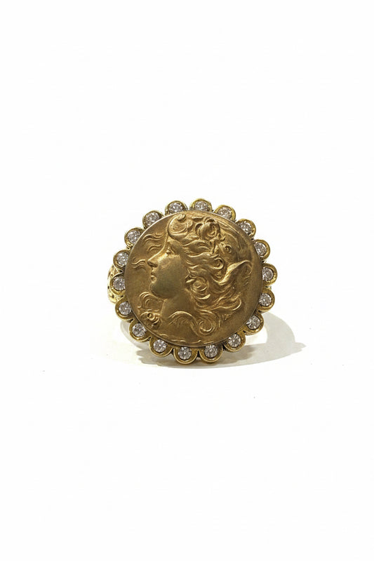 Gold Goddess Bezel Ring