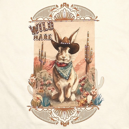 Wild Hare Cowboy T-Shirt on Natural with Crystals