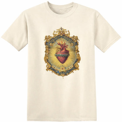Sacred Heart Frame T-shirt on natural