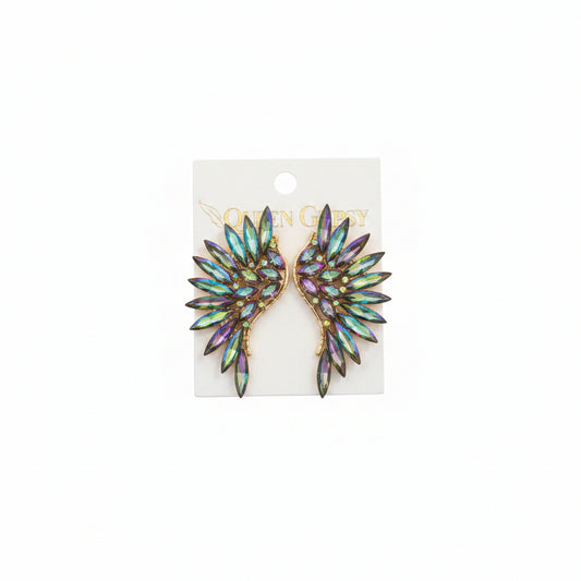 Crystal Wings clip on earrings