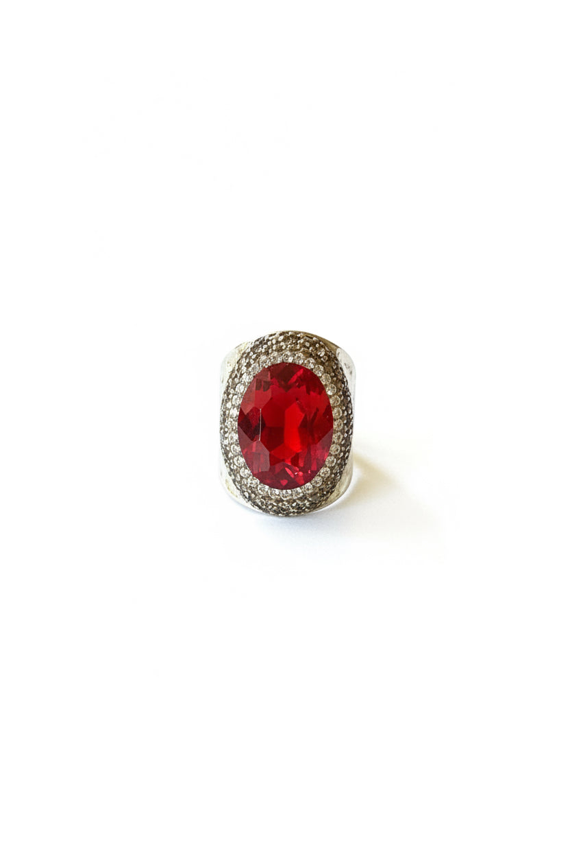 Hammered Gold Pave' Adjustable Stone Ring