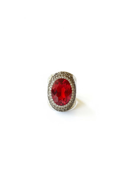 Hammered Gold Pave' Adjustable Stone Ring