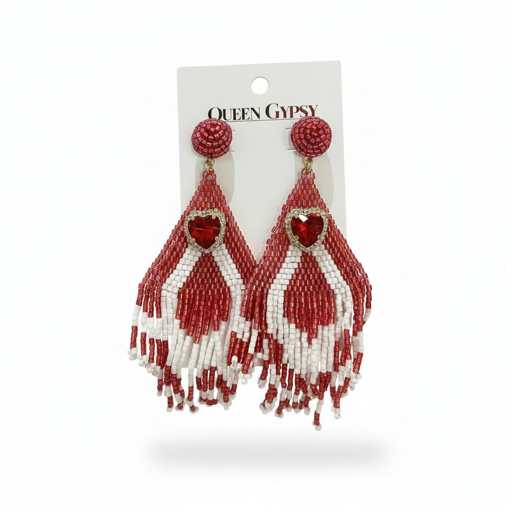 Beaded Chevron Crystal earrings