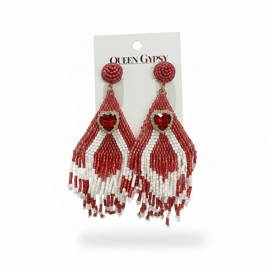 Beaded Chevron Crystal earrings