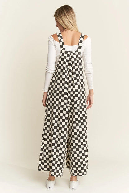 Checkered Wide Leg Overalls