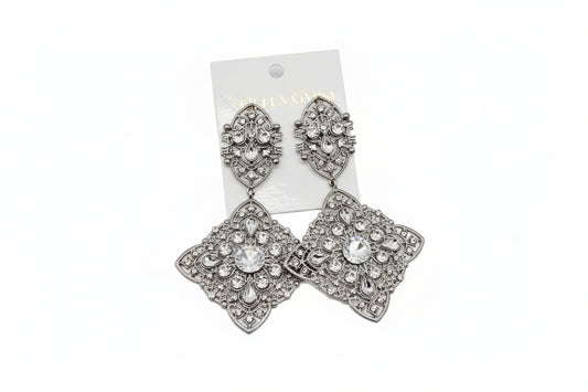 Filigree and Crystal statement earrings-clip on