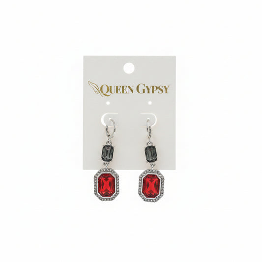 Two stone Emerald Cut dangle earrings